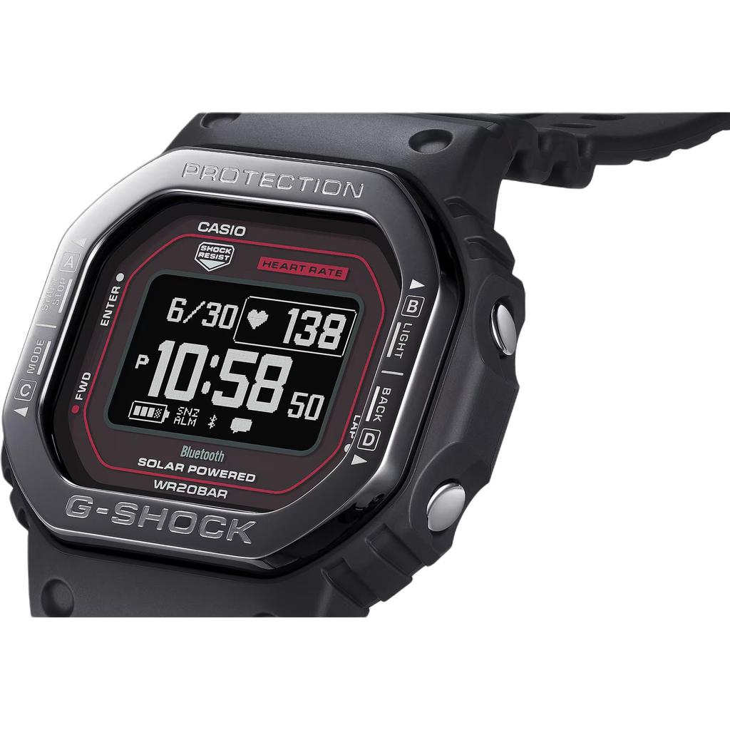 Casio 5600 200M Waterproof Solar Quartz Movement Resin Strap Watch Men's Watches Black Dial DW-H5600MB-1A4JR