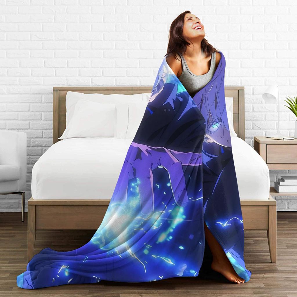 Gojo Satoru Flannel Blankets Winter  Warm Soft Throw Blanket for Kids Adult Couch Bed Funny Bedspread Sofa Bed Cover