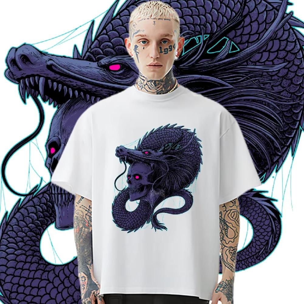 Round Collar Tops Short Sleeve Loose Shirt Y2k Rapper T-shirt Trendy Print Cotton Tshirt Street Style For Men T Shirt Custom