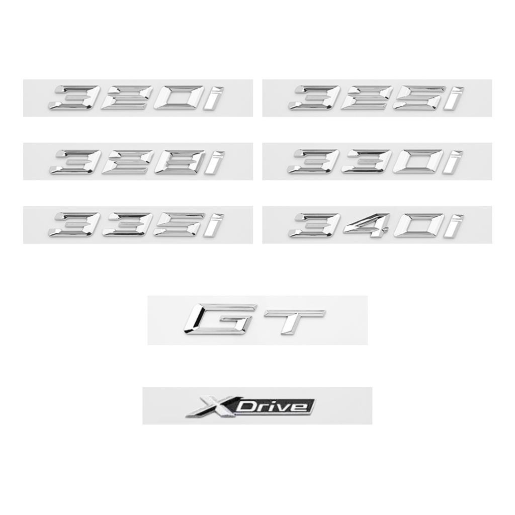 Cromo Argento GT 320i 320d 325i 325d 330i XDrive ABS Numeri Lettere Emblema per BMW Serie 3 E90 E46 F30 Adesivo Logo Bagagliaio Auto
