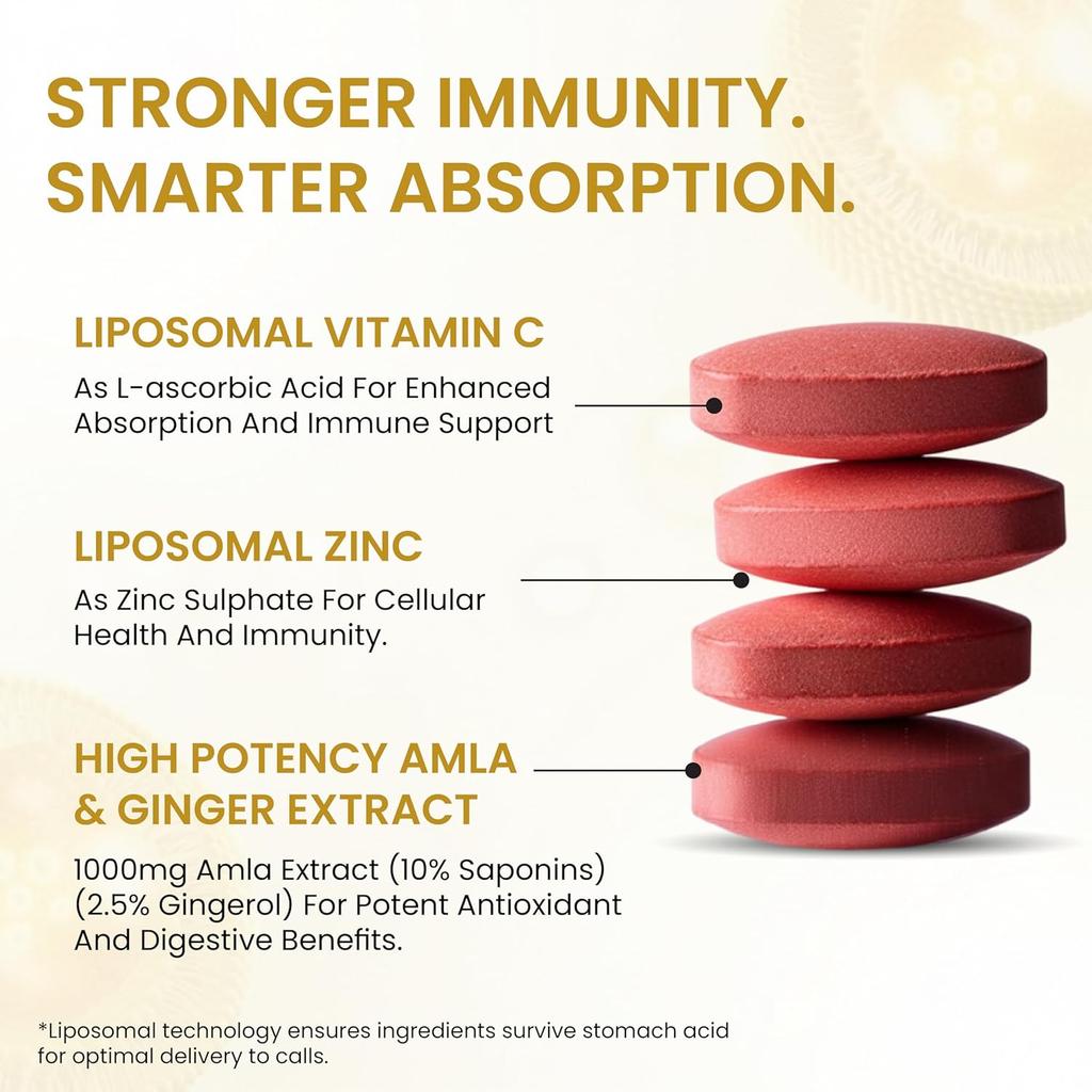 Vlado's Himalayan Organics Plantaardige Vitamine C met Zink 1000mg Supplement voor Mannen en Vrouwen voor Stralende Huid en Immuniteit 120 Plantaardige Capsules