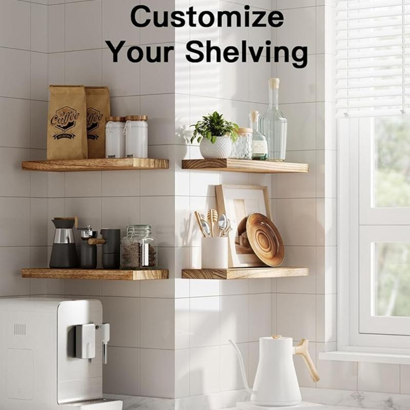2 Pezzi Mensole Galleggianti per Parete Legno Naturale 40cm Robusti Organizer per la Conservazione Marrone Chiaro Facili da Montare Decorazioni per la Casa