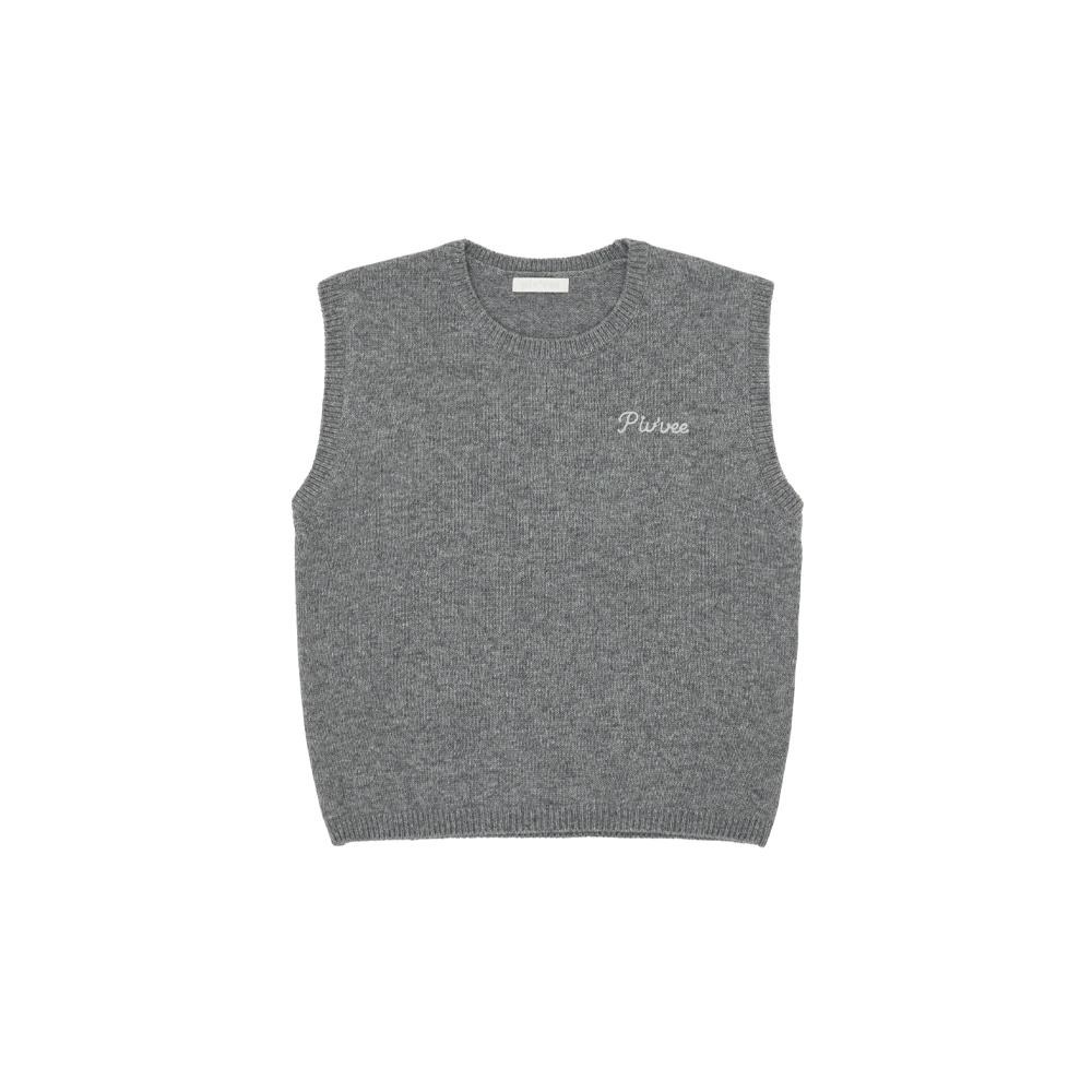 PIV’VEE Giant Smiley Knit Vest (Heather Grey)