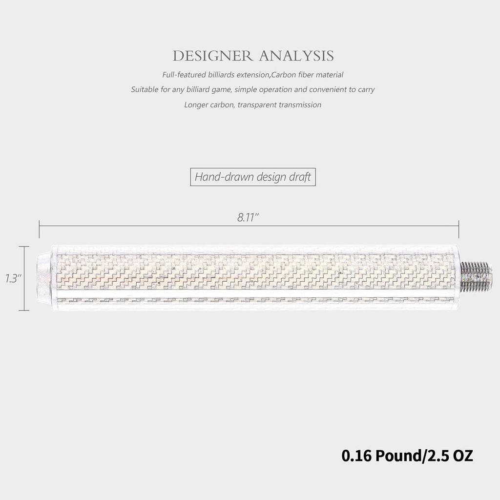 KONLLEN Pool Cue Carbon Fiber Billiard Cue Billiard Accessories for Pool Sticks Extension, 2", 3", 4", 6", 8", 12", Extension,