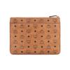 MCM Pochette/Clutch con Zip in Pelle Visetos Cognac con Cinturino da Polso per Uso Quotidiano