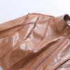 Chic Euro-American Women's PU Leather Zipper Jacket - Solid Color, Spliced, Long Sleeve, Autumn/Winter