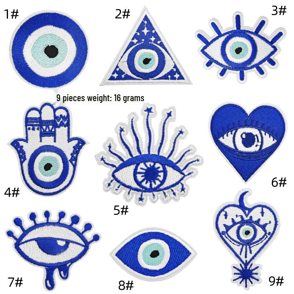 Evil Eye Iron-on Patch: Blue Embroidered Cloth Sticker for Clothes