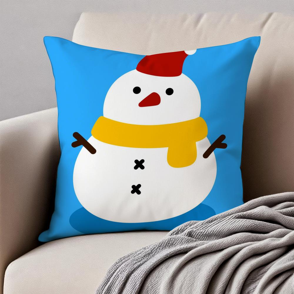 Christmas Cushion Cover Pillowcase Antidustmite Invisible Zipper Short Plush Sofa Cushion