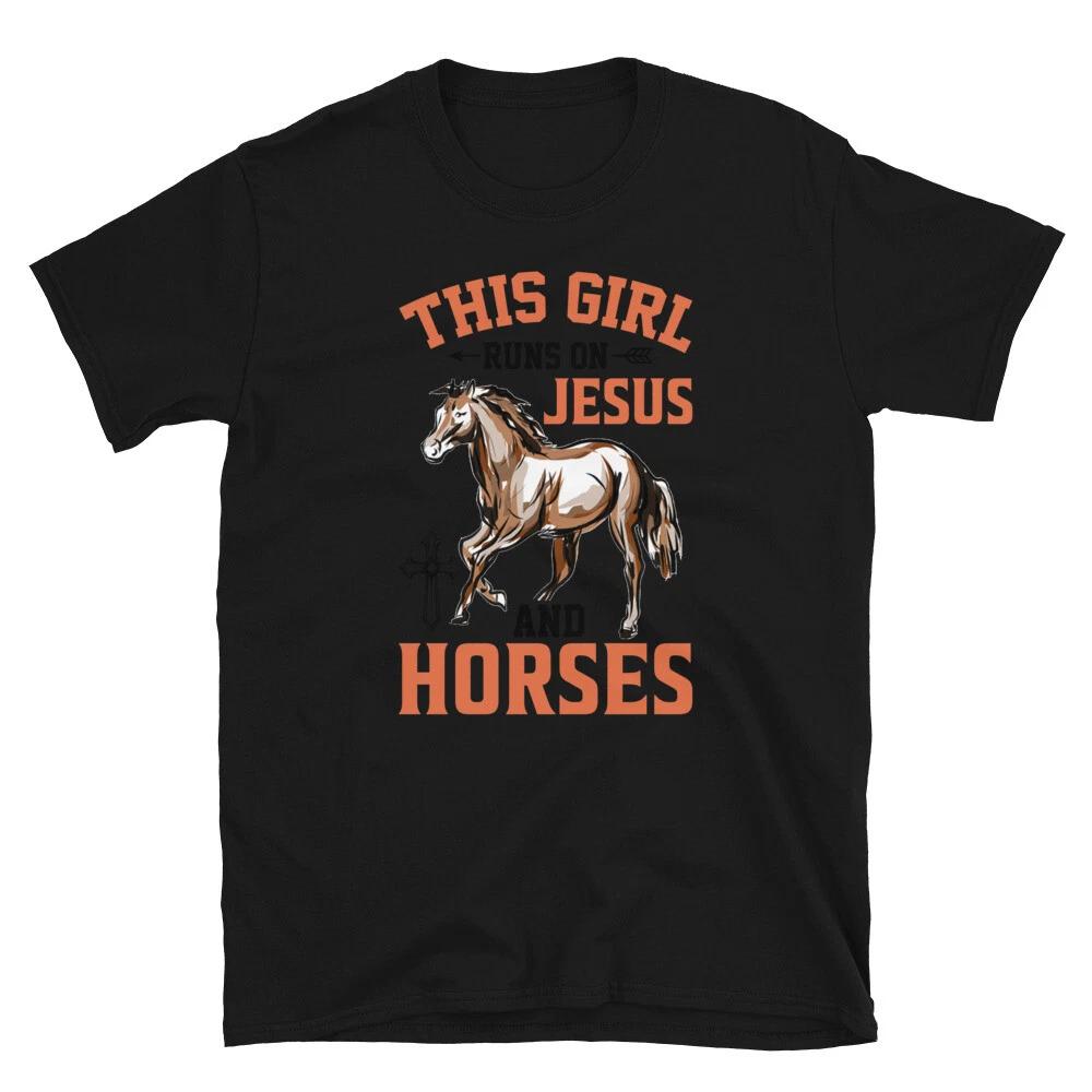 Girl Runs On Jesus & Horses Horse Horseback Equestrian T-Shirt 4XL