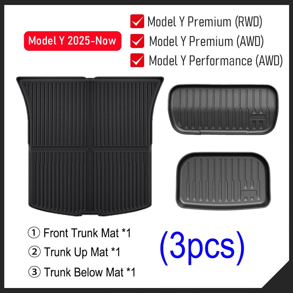 All Weather Cargo Liners for 2025 2026 Tesla Model Y Juniper Model 3 Trunk Mat Front and Rear Frunk Trunk Tray Mats Accessories