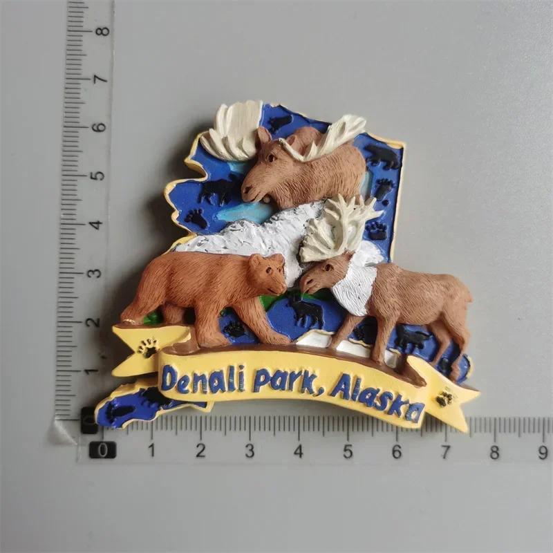 USA Alaska Bear Kawaii Fridge Magnets Tourism Souvenir British Canada Bear Refrigerator Magnetic Stickers Cute Magnet Decor Gift
