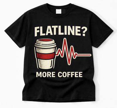 Lustiges Krankenschwester Kaffee Shirt Flachlinie RN Medizinisches T-Shirt Gesundheitswesen Tee