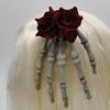 Yousheng Skeleton Hand Hair Clip Gothic Barrette with Faux Roses Punk Style Hair Accessories for Halloween Themed Party Dress-up