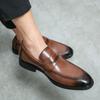 Men Brown Loafers Thick Sole Platform Height Increase Black Classic Business Office Dress Prom Tuxedo Party Shoes