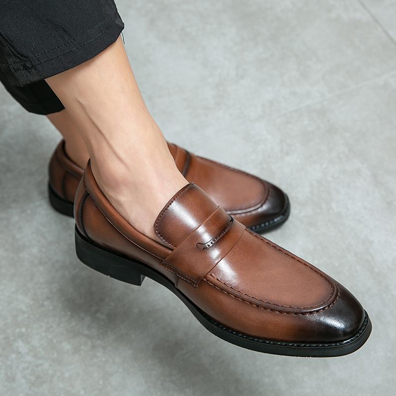 Men Brown Loafers Thick Sole Platform Height Increase Black Classic Business Office Dress Prom Tuxedo Party Shoes
