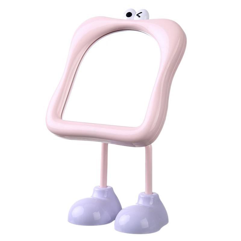 Portable Cute Desktop Makeup Mirror with Stand and Storage for Dorm or Home