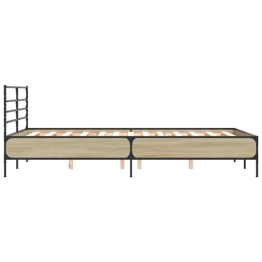 Bed Frame Sonoma Oak 120 x 190 cm Particleboard and Metal