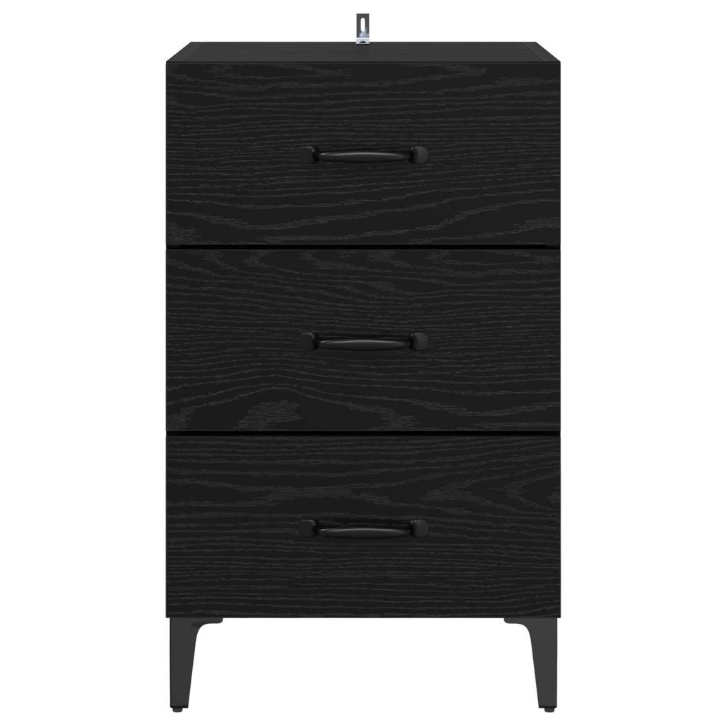 Nightstand Black Oak Effect 40 x 40.5 x 66 cm Engineered Wood