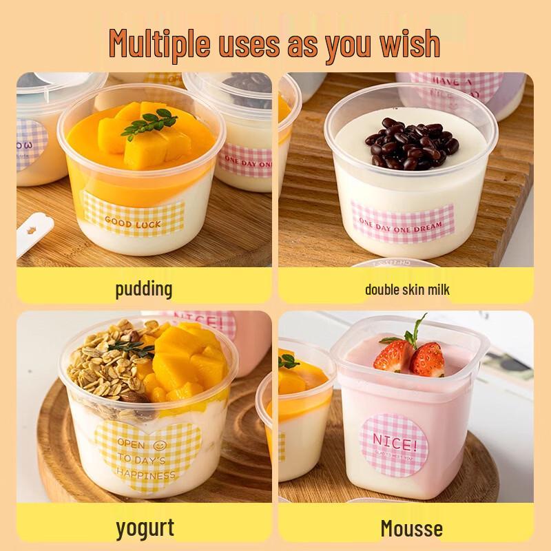 Disposable Pudding Cup with Lid and Spoon