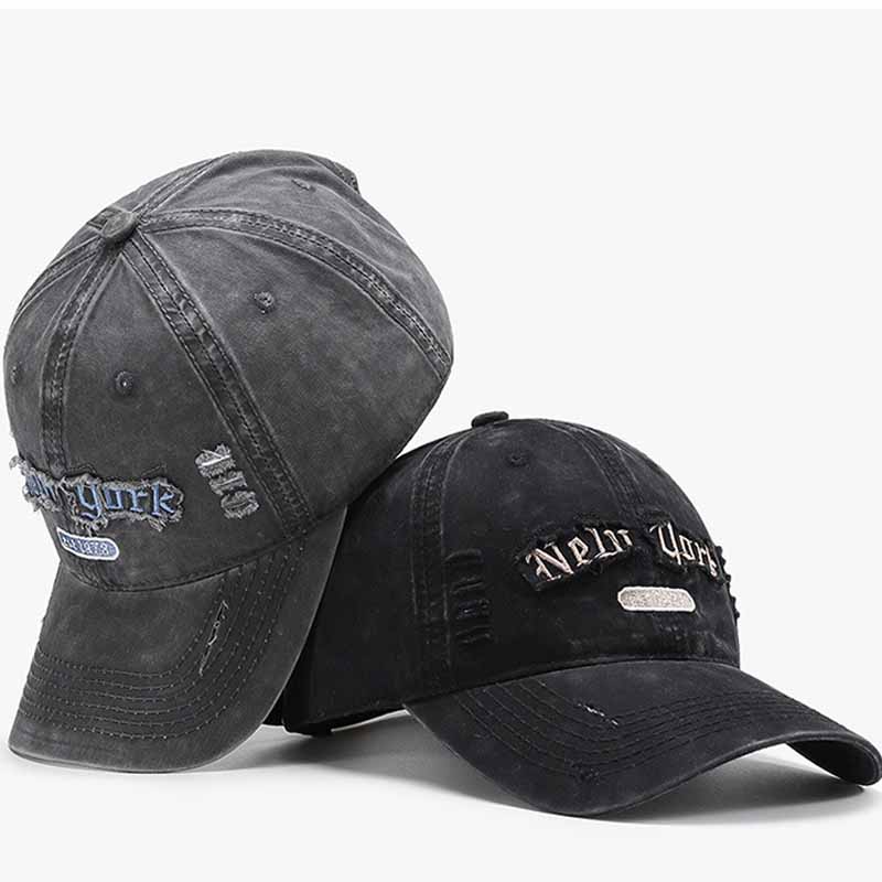 Neue Mode Koreanische Baseballkappe für Herren und Damen Vielseitig Weiches Oberteil Zerrissenes Schirmmütze Trendige Buchstabenstickerei Reise Sonnenhut