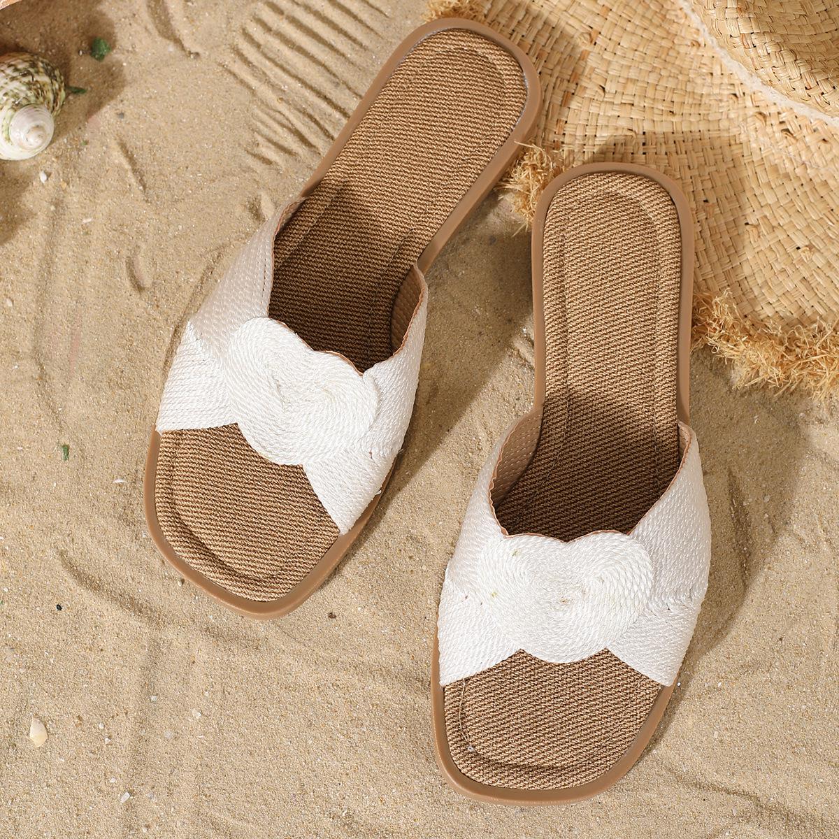 European and American Style Straw Woven Flat-Bottomed Women s Sandals 40