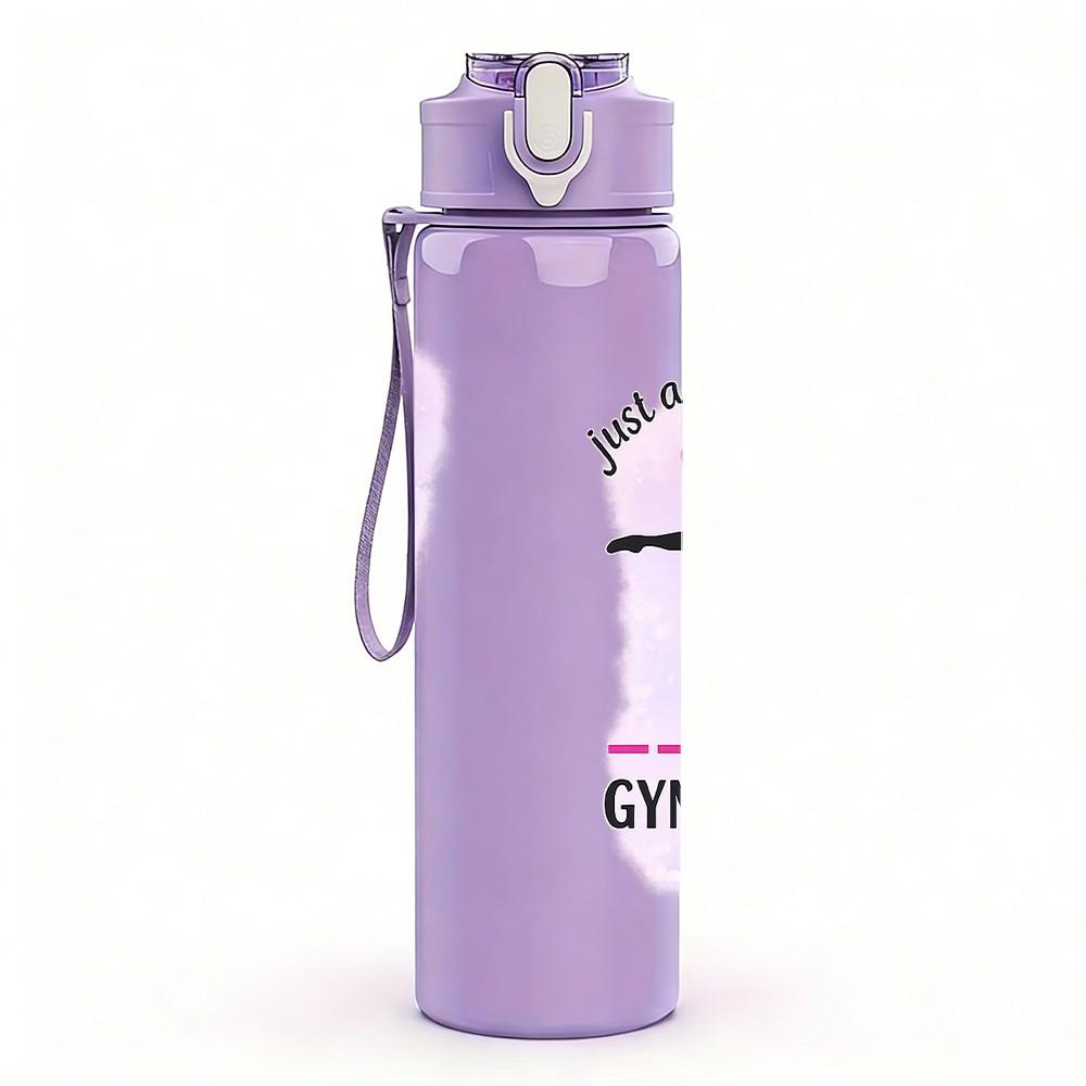 1PC Girl Bow Gymnastics Sport Slogan Print 750ml Color Plastic Sports Water Bottle Leakproof Flip Straw Lid Suitable for Sports Office Home Use