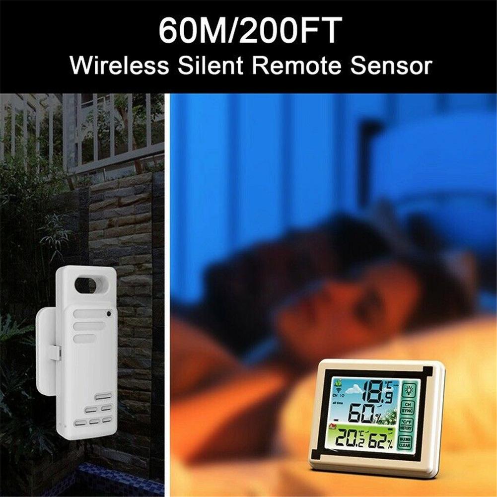 Indoor/outdoor Wireless Thermometer Large Colorful Screen Temperature Humidity Monitor Weather Station Clock