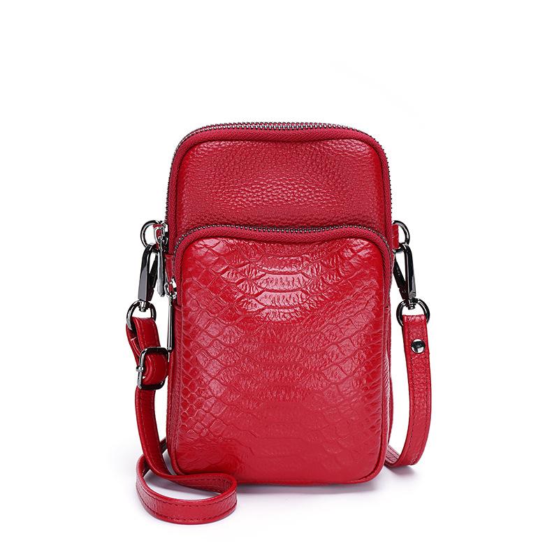 Skórzana Torba na Telefon Komórkowy Crossbody Damska z Pierwszej Warstwy Skóry Bydlęcej Wzór Aligatora Torba Damska na Ramię Torba na Telefon Komórkowy Mini