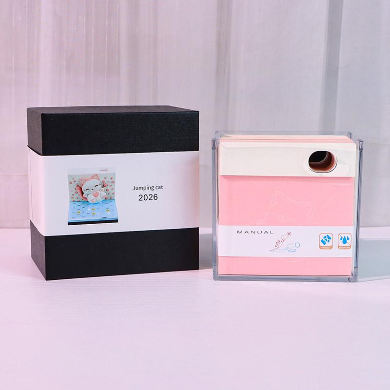 Time Piece Kalender 2026 Schreibtischkalender mit LED-Licht 3D Abreißkalender Papierschnitzkunst Notizblock Geschenk Weihnachten