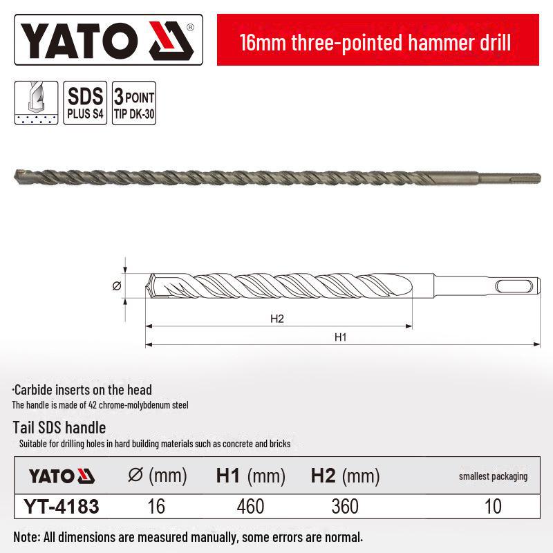 מקדח פטישון אימפקט YATO 12-25 מ"מ לקירות בטון ומלט