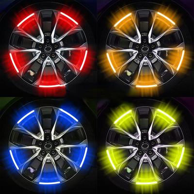 NUOVO adesivo riflettente per mozzo per auto da 20 pezzi Accessori per auto Strisce decorative generali per l'uso di pneumatici per biciclette e motociclette