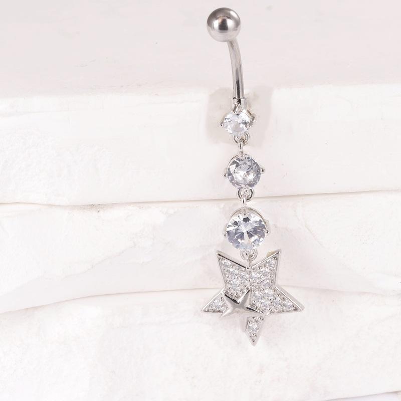 European & American Copper Zircon Floral Belly Button Ring