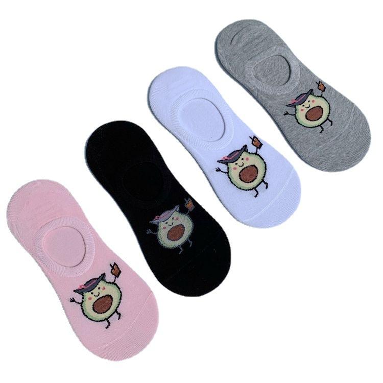 5 Pairs of Men and Women Tide Short Socks Low Waist Spring and Summer Couple Shallow Mouth Invisible Thin Cartoon Boat Socks