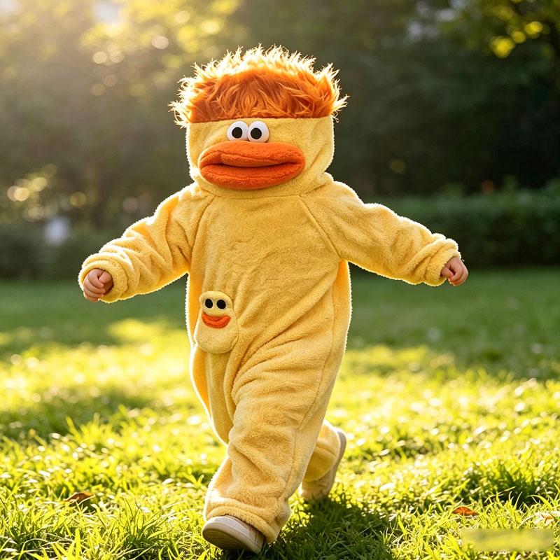 Pyjama Monstre à Grande Bouche pour Enfants Pyjama Drôle Doublé Polaire Corail Pyjama à Capuche Dessin Animé Nouveau pour Enfants