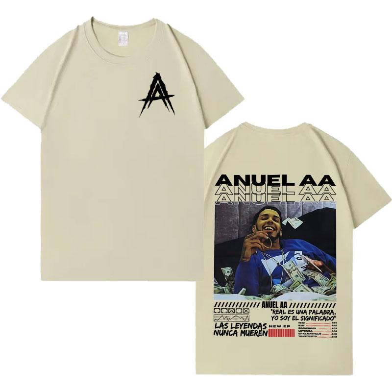 Rapper Anuel AA Real Hasta La Muerte 2025 Double Sided Print Harajuku T Shirts Men Women Fashion Tshirt Oversized Cozy Tshirts