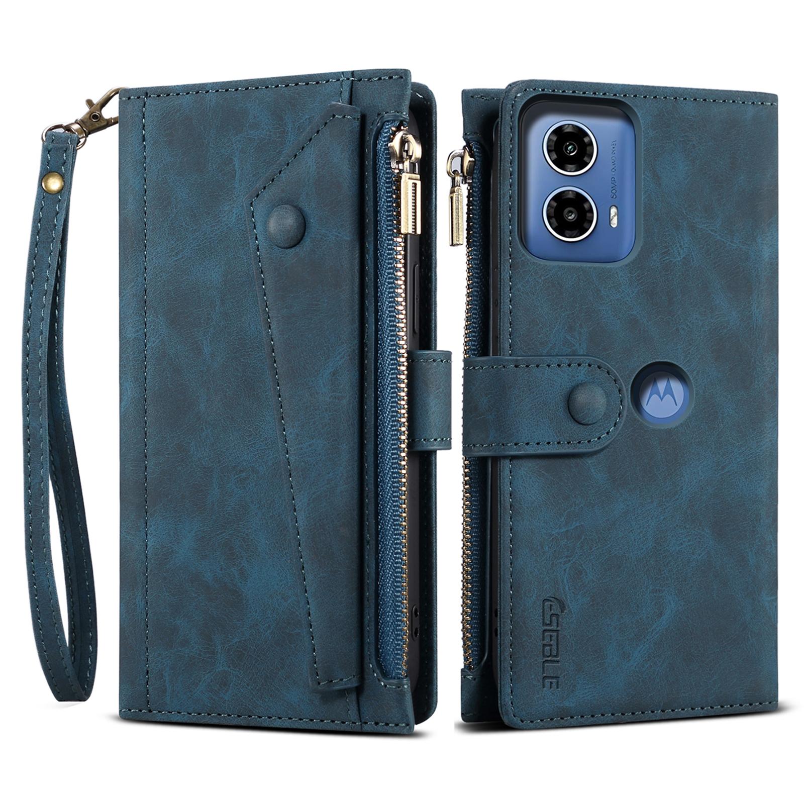 

ESEBLE Серия Star Для Motorola Edge 50 Fusion 5G Чехол Кошелек Молния Искусственная Кожа Чехол для Телефона Blue