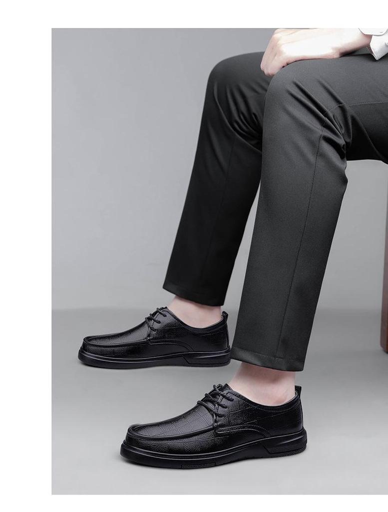 Herren Schnür-Loafer aus echtem Leder - Bequeme Rindsleder Business-Schuhe