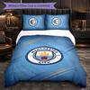 Manchester City-tema Sengetøy 3 deler Dynetrekksett Dekorativt Sengetøy For Tenåringsrom Hjemmeinnredning
