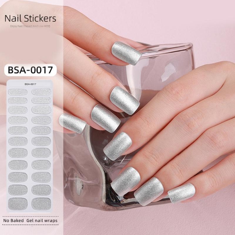 Gel Nail Wraps Solid Color Gel Nails Stickers Semi Cured Nails Polish Wraps Gel Nail Strips DIY Nails Art Decoration