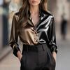 Spot 2025 New Elegant and Fashionable Double-Colored Lapel Button-Down Shirt for Women