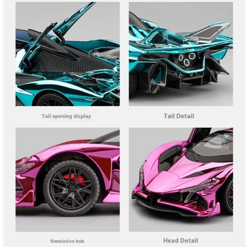 1/24 Scale Alloy Apollo EVO Electroplating Supercar Model Collection Ornament Simulation Apollo EVO Toy Car Model Suitable for Boys Birthday Gift