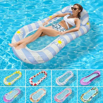 Opblaasbaar Zomer PVC Drijvend Bed met Zonnescherm en Rugleuning