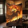 1pc Castle Fire Horse  - Throw Blanket, Soft, Flannel Blankets, Living Room,  All Seasons Use-1021157