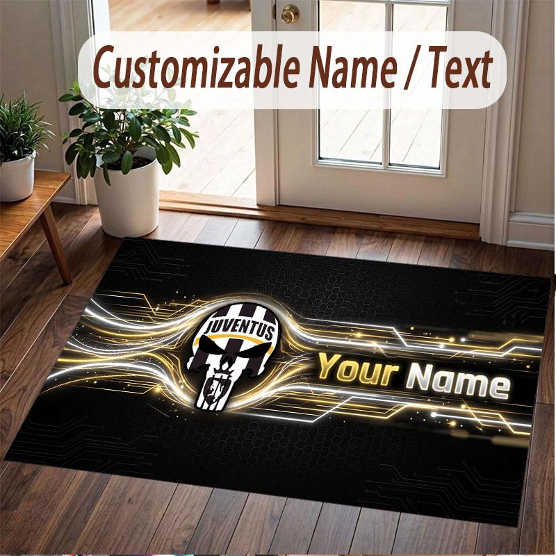 Tappeto Personalizzato Modello Juventus FC Stampa Nome Testo Morbido Antiscivolo Tappeto per Pavimento per Decorazione Interna Casa