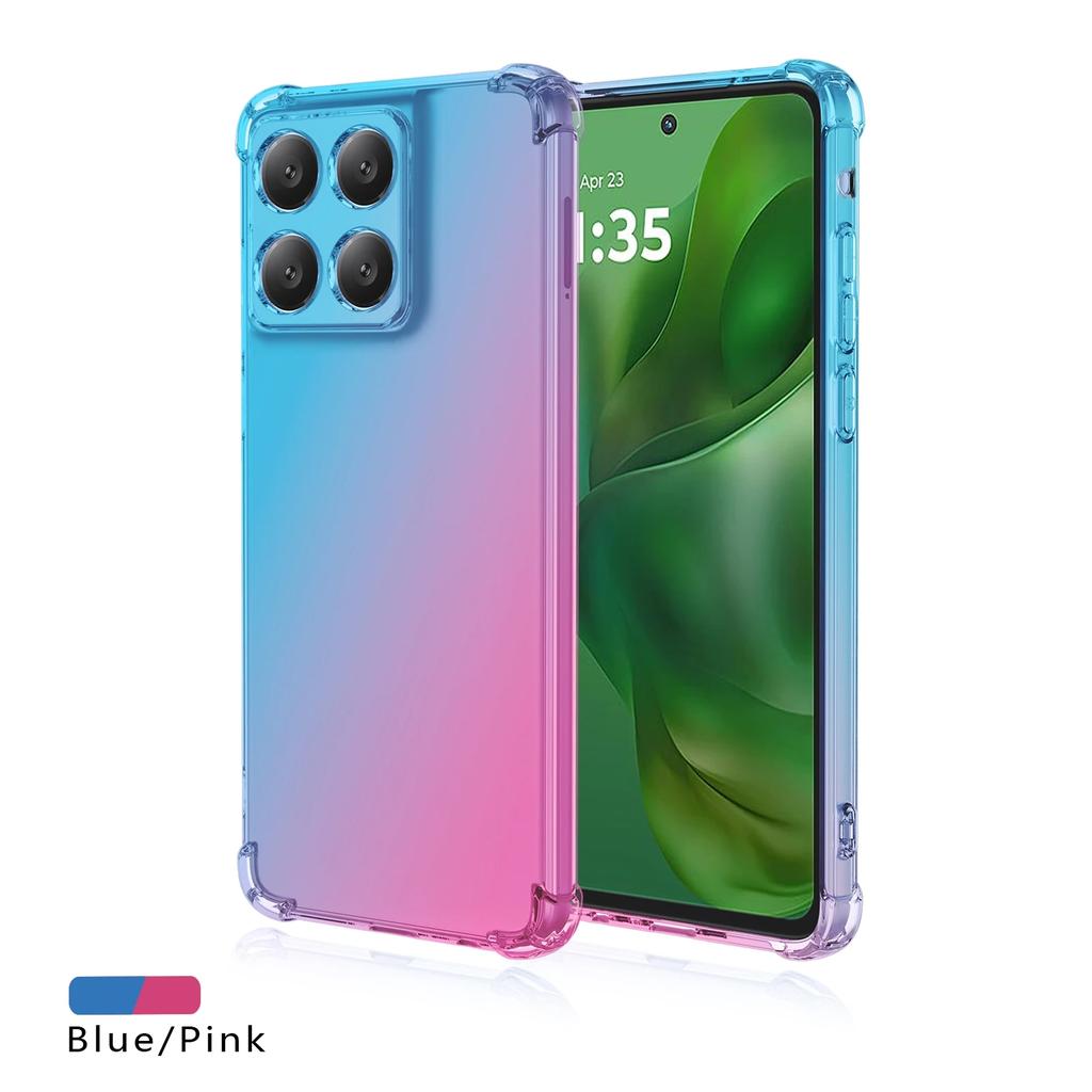 Shockproof Gradient Silicone Case for Motorola Edge 60 Fusion 60S Rainbow Color Anti-Knock Airbags Cover for Moto Edge 60 Stylus