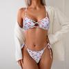 2025 Cross-Border Lace-Up Printed Bikini Swimsuit for Women - European & American Style