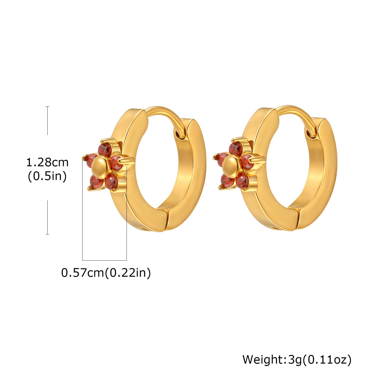 

CZ Flower Hoop Earrings Huggie for Women Teen Girls, 18k Gold Plated Stainless Steel Cute Daisy Hoop Earrings Hypoallergenic