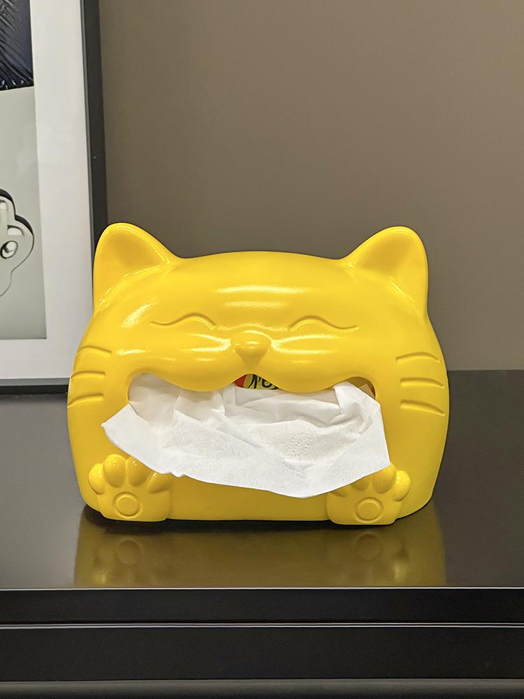 

Милая кошка с улыбающимся лицом, коробка для салфеток, украшение для журнального столика в гостиной, бумажная коробка для салфеток, бытовая коробка для салфеток