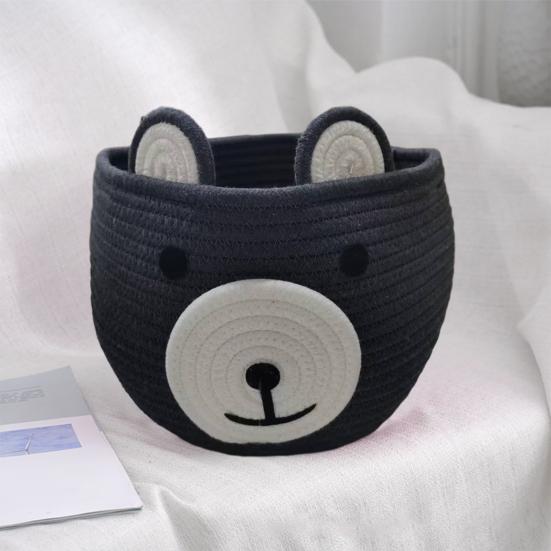 

Корзина для хранения хлопковой веревки с медведем, большая емкость, ручной работы, мультяшный медведь, настольные детские игрушки, закуски, яйца, органайзер для ювелирных изделий, коробка-контейнер