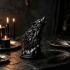 Hollow Animal Statues Howl Wolf Sculpture, Gothic Wildlife Home Decor, Howling Statue Figurine Personalized Creative Table Decor with Rock Base,